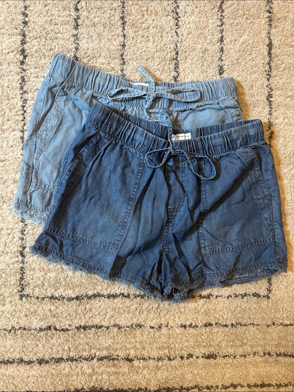 For The Republic Two Pairs Denim Drawstring Shorts - Light Blue & Dark Blue